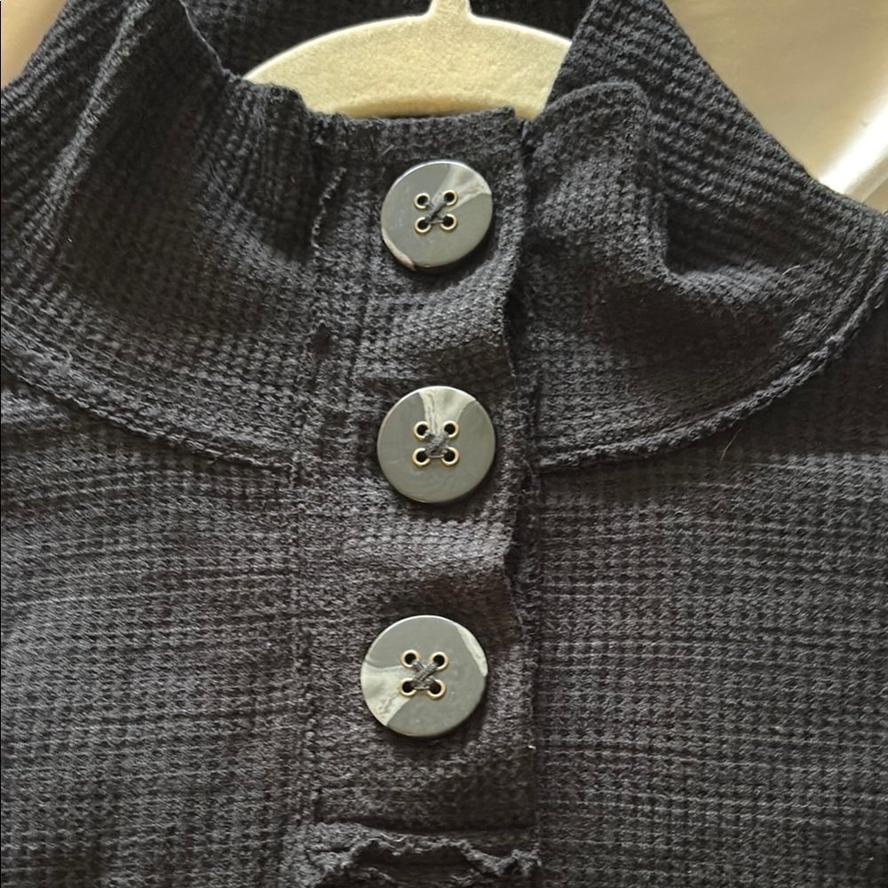 We The Free Black Waffle Knit Button Top Medium - Picture 2 of 4